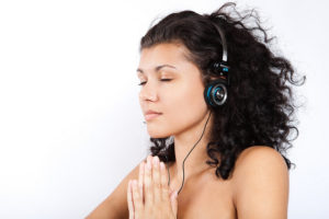 Women Meditation with Headphones